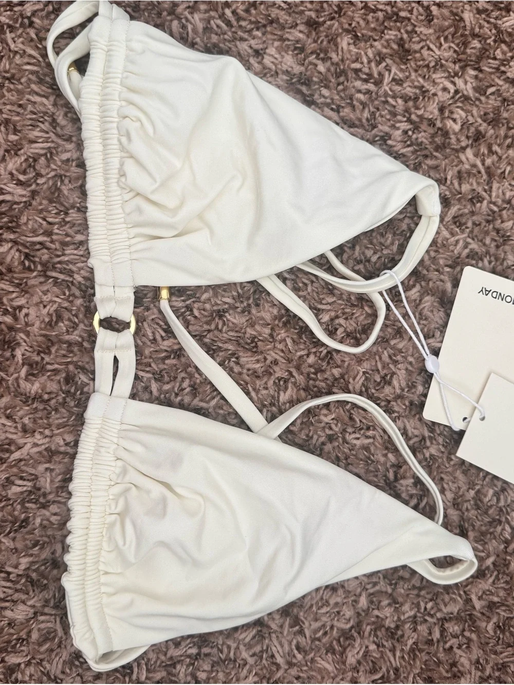 MONDAY SWIMWEAR Women’s Cream Triangle Bikini top - Havana